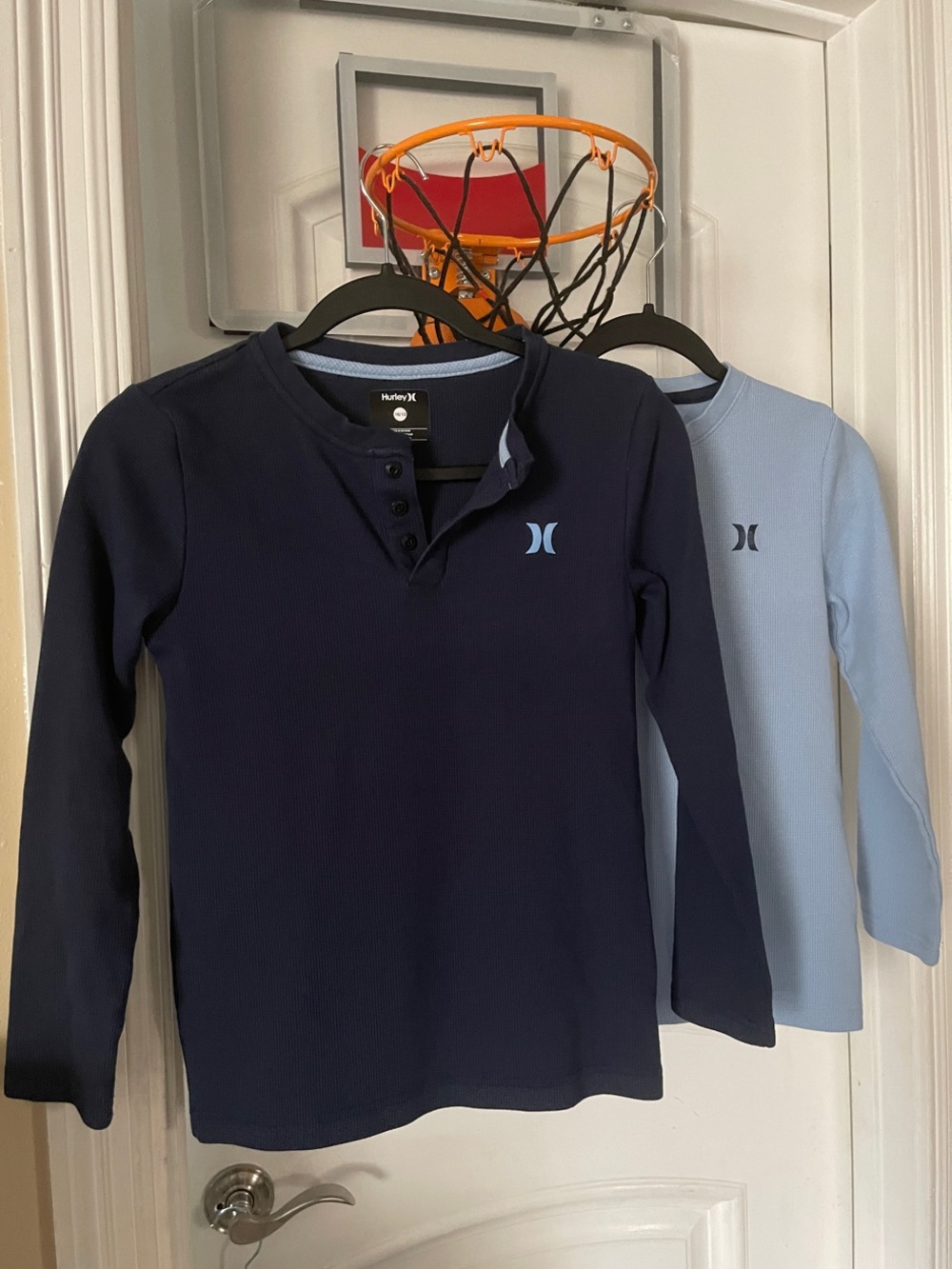 Hurley Boys Thermal Waffle Knit Henley Long Sleeve Shirt 2-pack bundle
